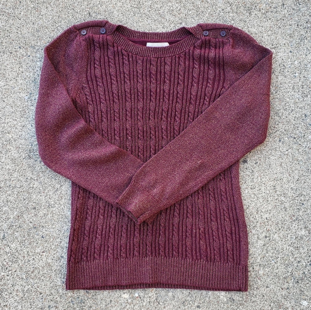 Banana Republic maroon sweater gold thread